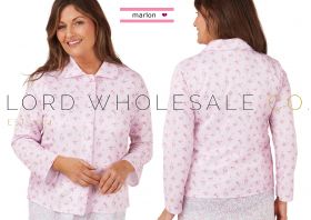  Ladies Long Sleeve Mock Quilt Pink Floral Bedjacket by Marlon,