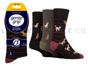 06-SOMRF005H3-Men's Fun Feet Team Dog Gentle Grip Socks by Sock Shop 4 x 3 Pair Pack