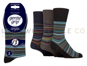 06-SOMRJ639H3-Men's Milano Stripe Gentle Grip Socks by Sock Shop 3 Pair Pack