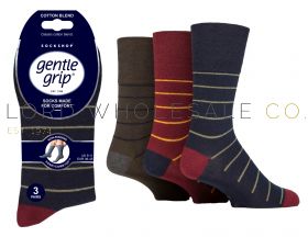 06-SOMRJ640H3-Men's Simplicity Stripe Gentle Grip Socks by Sock Shop 3 Pair Pack