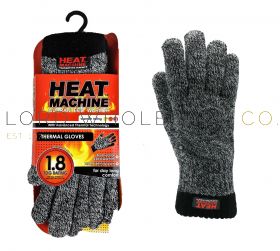 Men's Grey 1.8 TOG Brushed Thermal Heat Machine Gloves 12 Pieces