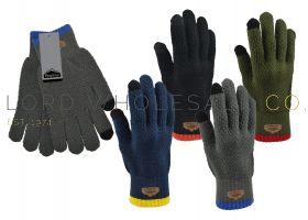 Men's Knitted Waffle Touch Screen Winter Gloves by Pro Hike 12 Pairs