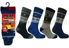 12-2627-Men's Thermal Snowflake Workwear 2.3 TOG Heat Machine Socks 12 pairs