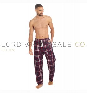 03-31B1909-Men's Burgundy Yarn Dyed Woven Check Pyjama Pants by Cargo Bay 12 Pieces