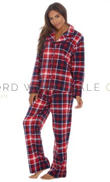 Ladies Festive Tartan Check Microfleece Pyjamas by Forever Dreaming 6 Pieces