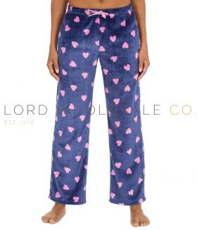 03-34B2012-Ladies Heart Printed Fleece Lounge Pants by Forever Dreaming 6 Pieces