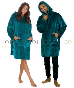 Adults Unisex Teal Shimmer Supersoft Blacket Hoodie by Huggable Hoodie