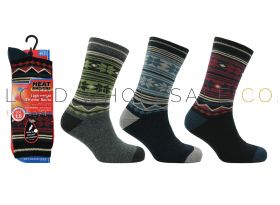 Men's 1.6 TOG Fairisle Lightweight Casual Thermal Socks by Heat Machine 12 Pairs