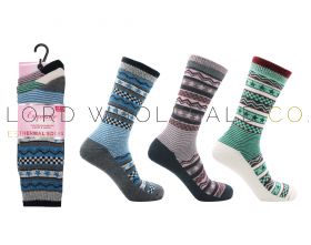 06-3594-Wholesale Ladies 3pk Thermal Nordic Star Socks by Exquisite 4 x 3 Pair Pack