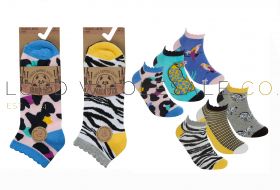 Ladies 3pk Bamboo Animal Kingdom Frill Trainer Socks by Pandastick 4 x 3 Pair Packs