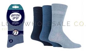 DIABETIC BIG FOOT Mens Blues Gentle Grip Socks by Sock Shop