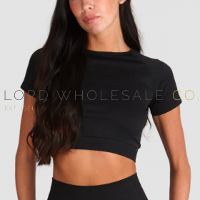 01-ACTIVECROPTOP-Ladies & Girls Pull On Activewear Black Crop Top by Silky Dance