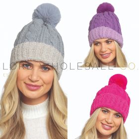 Ladies Chunky Beanie Hats by Foxbury 12 Pieces