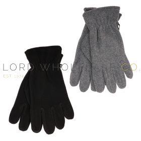 Men's Black & Grey Fleece Gloves by Tom Franks 12 Pieces