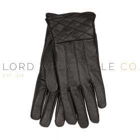 08-GL1036-Ladies Sheepskin Leather Gloves With Lining Quilted Patterned Cuffs by Foxbury