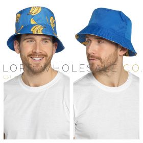 Men's Banana Printed Reversible Bucket Hat by Tom Franks 6 Pieces