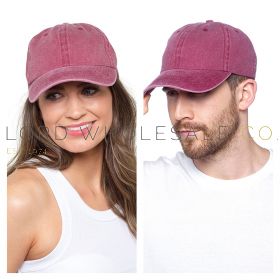 Adults Stonewashed Baseball Cap, Wine, by Tom Franks, 1 Piece