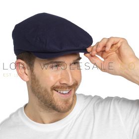 GL797 Navy Linen Flat Caps