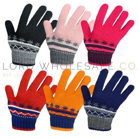 Kids Fairisle Touch Screen Gloves With Brushed Interior by Felix & Dylan 12 Pieces