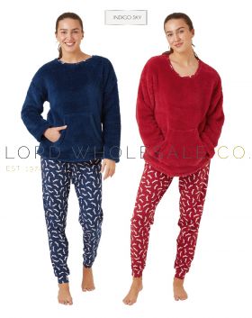 05-IN42650-Ladies Soft Feel Top 100% Cotton Pant Sausage Dog Pyjamas by Indigo Sky,