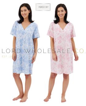 Ladies Lucia 100% Jersey Cotton Short Sleeve Tee Nightshirt by Indigo Sky