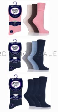 12-SOLRGMXG3-Ladies Assorted Mixed Plain Socks by Gentle Grip 12 Pairs