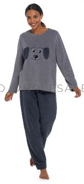 Ladies Cockapoo 3D Details Microfleece Top & Sherpa Bottoms Pyjama Set by Foxbury 6 Pieces