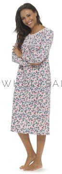 03-LN382-Ladies Soft Touch Polar Fleece Floral Long Sleeve Nightdress by Wolf & Harte 6 Pieces