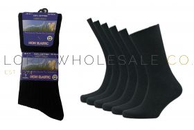 Men's Light Hold 100% Cotton Non-Elastic Diabetic Socks 4 x 3 Pair Pack