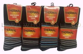 Men's Stripes Non-Elastic Thermal Socks 4 x 3 Pair Pack