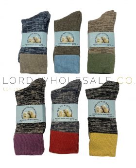 Men's Grey Marl Coloured Heel & Toe Alpaca Wool Blend Boot Socks 6 Pairs