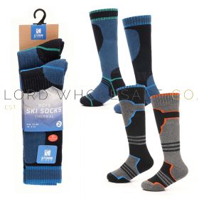 12-SK1168-Boys Assorted Thermal Ski Socks by Storm Ridge