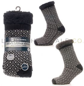 Men's Knitted Cosy Socks With Sherpa Lining & Grippers by Tom Franks 6 Pieces