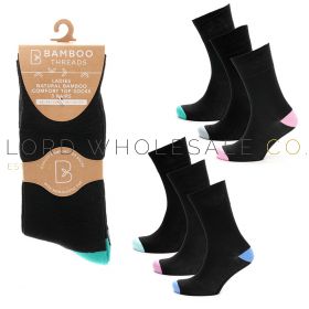 Ladies 3pk Bamboo Coloured Heel & Toe Non-Elastic Socks by Bamboo Threads 4 x 3 Pair Pack