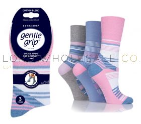 Ladies Pastel Graphics Gentle Grip Socks by Sock Shop 3 Pair Pack