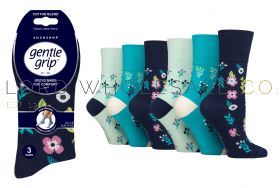 06-SOLRH273G3-Wholesale Ladies Bohemian Floral Gentle Grip Socks by Sock Shop 4 x 3 Pair Pack