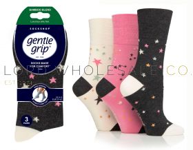 12-SOLRM41G3-BAMBOO Ladies Starry Night Gentle Grip Socks by Sock Shop