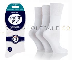 12-SOMRD95J3-DIABETIC BIG FOOT Men's White Gentle Grip Socks by Sock Shop 3 Pair Pack