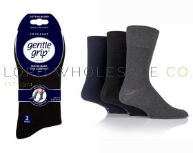 Mens Plain Black, Navy, Grey Gentle Grip Socks by Sock Shop