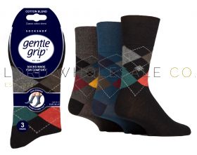 Men's Rustic Argyle Gentle Grip Socks by Sock Shop 3 Pair Pack