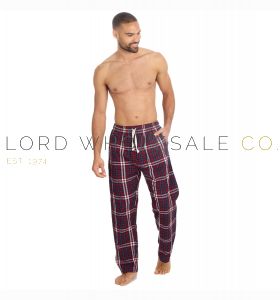 Men's Burgundy Yarn Dyed Woven Check Pyjama Pants by Cargo Bay 12 Pieces