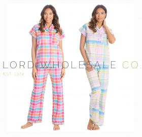 Ladies Yarn Dyed Check Short Sleeve Buttoned Pyjama Set by Forever Dreaming  6 Pieces