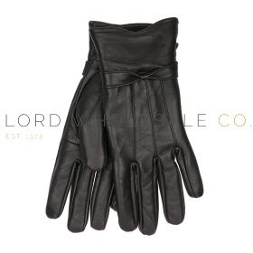 Ladies Sheep Leather Gloves With Lining & Bow Trip by Foxbury 12 Pieces