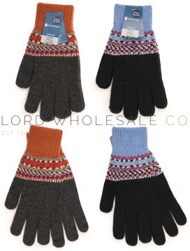 04-GL1164-Men's Assorted Fairisle Wool Gloves by Tom Franks 12 Pieces 