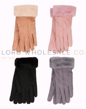 Ladies Assorted Sherpa Lined Winter Gloves by Foxbury 12 Pieces