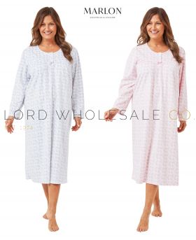 Ladies Long Sleeve Cosy Polished Petal Fleece Nightdress by Marlon