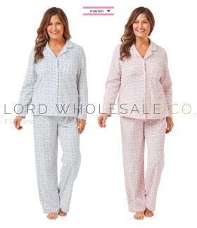 Ladies Cosy Polished Petal Fleece Long Sleeve Pyjamas by Marlon