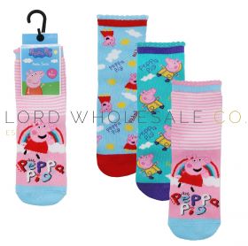 06-PEP/SK/01-Girls 3pk Peppa Pig Ankle Socks 12 x 3 Pair Pack