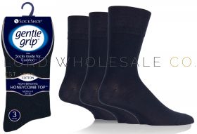 Men's Plain Navy Gentle Grip Socks by Sock Shop 3 Pair Pack