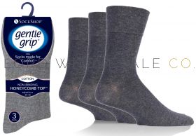 Men's Plain Charcoal Gentle Grip Socks by Sock Shop 3 Pair Pack
